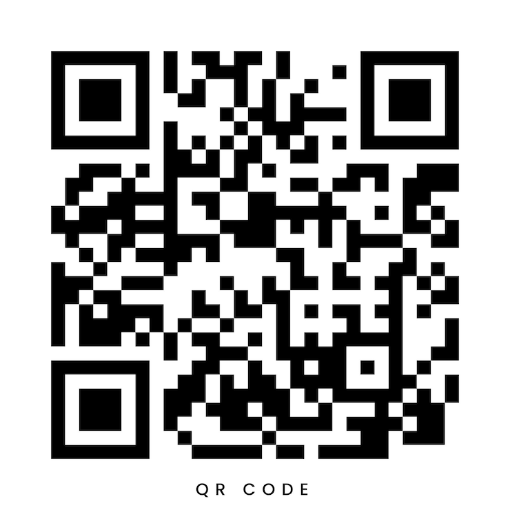 Icono de código QR negro de muestra cuadrada moderna sobre fondo blanco