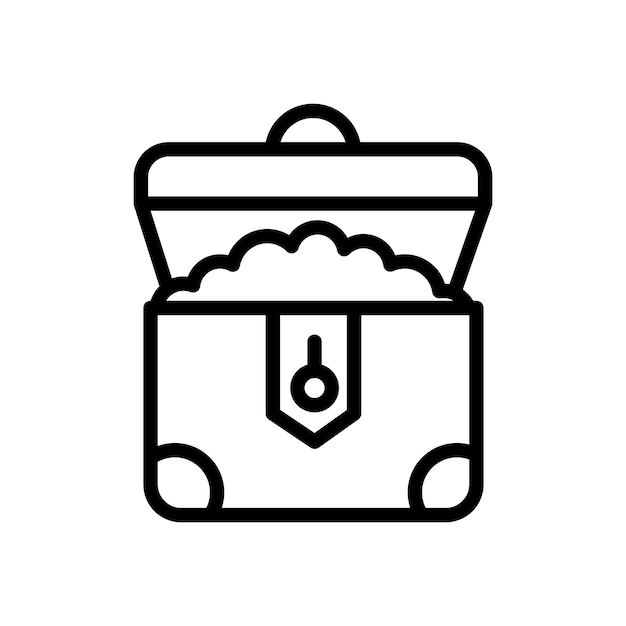 El icono del cofre del tesoro establece el símbolo vectorial de la caja del cofre de dinero en estilo negro lleno y delineado