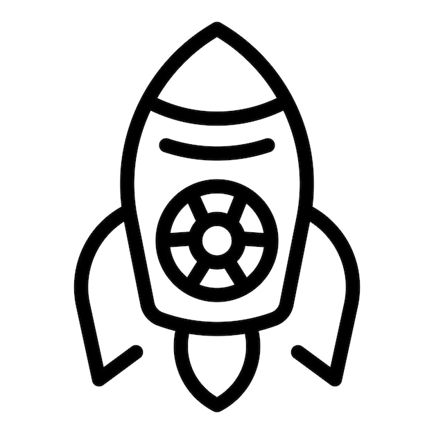 Icono de cohete en blanco y negro simplificado