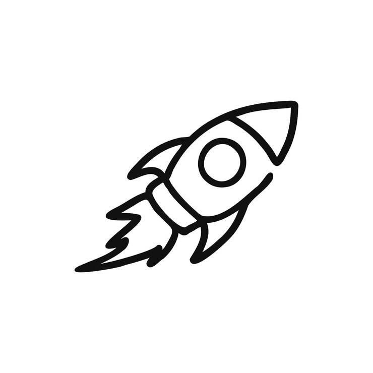 Icono de cohete dibujado a mano en estilo Sketch y Doodle