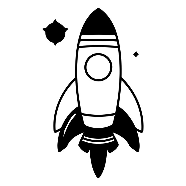Vector icono de cohete en estilo de color plano ilustración vectorial de nave espacial en fondo blanco aislado