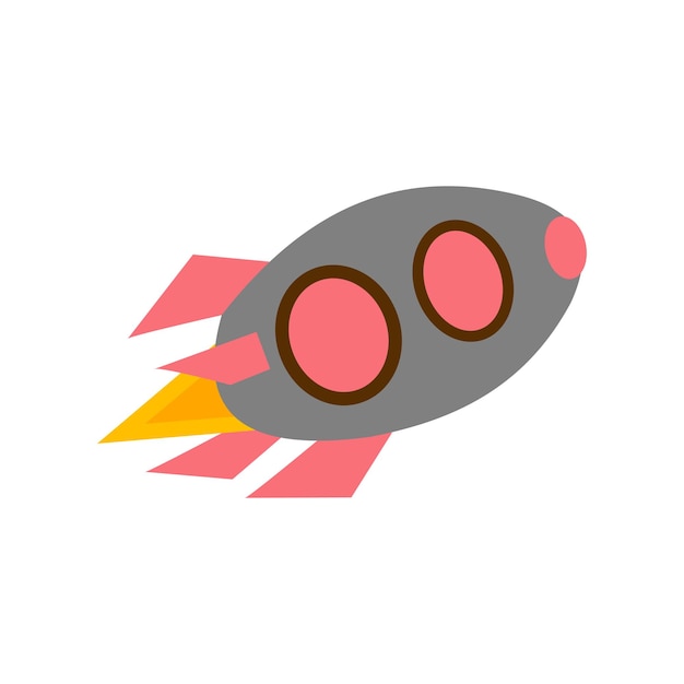 Icono de cohete en estilo plano Ilustración de nave espacial en fondo blanco aislado Negocio de puesta en marcha