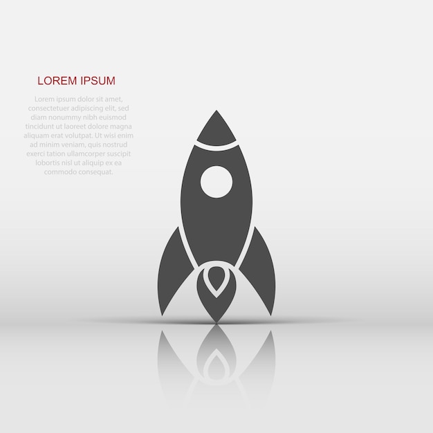 Icono de cohete en estilo plano Ilustración vectorial de lanzamiento de nave espacial en fondo blanco aislado Concepto de negocio de Sputnik