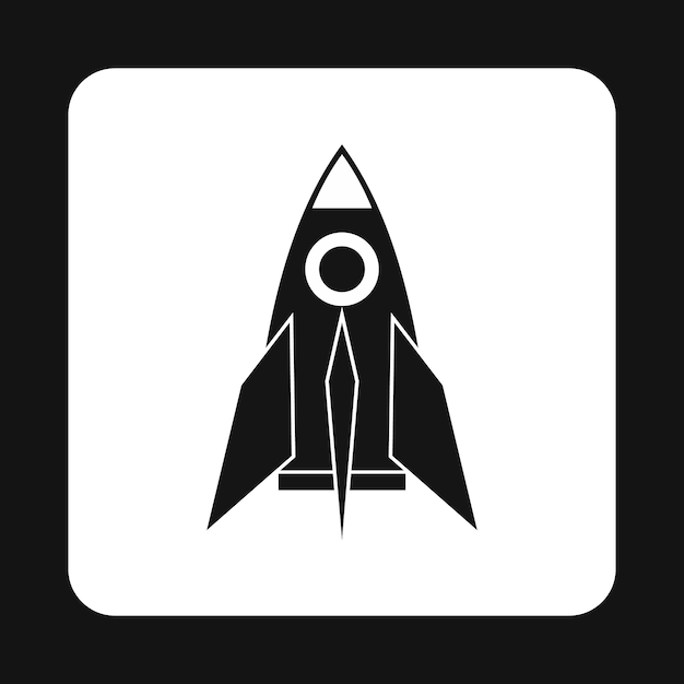 Icono de cohete en estilo simple aislado en fondo blanco Símbolo de aeronave