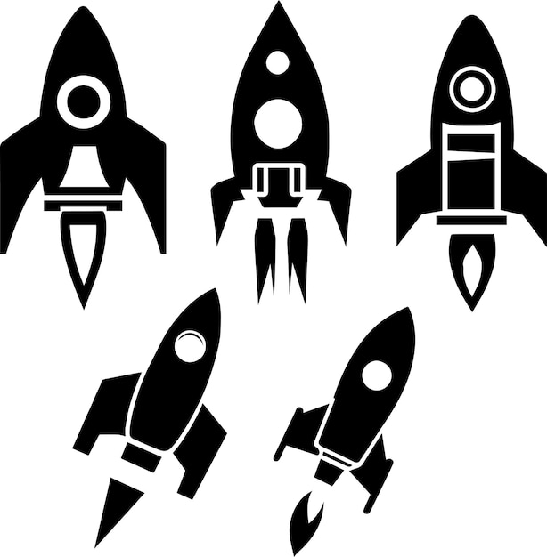 Icono de cohete ilustración vectorial color negro 2
