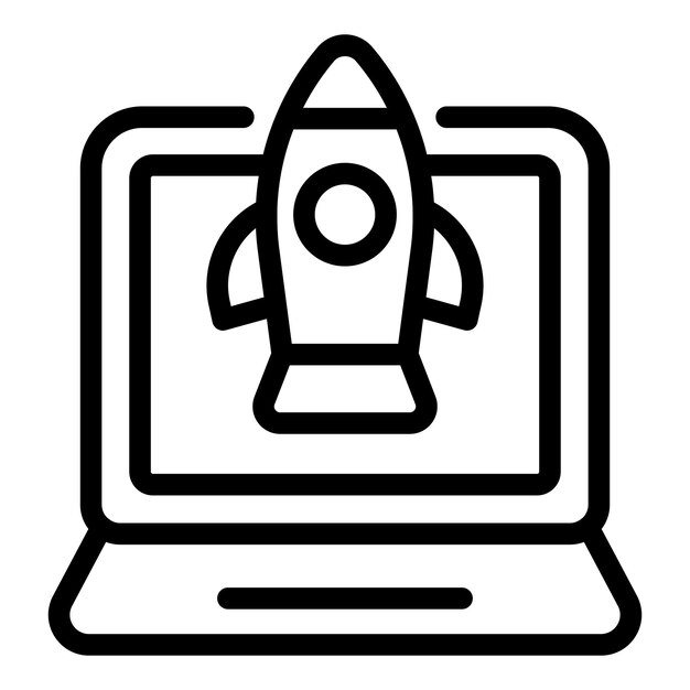 Icono de cohete de inicio vector de contorno Aplicación de proyecto Iniciar nuevo
