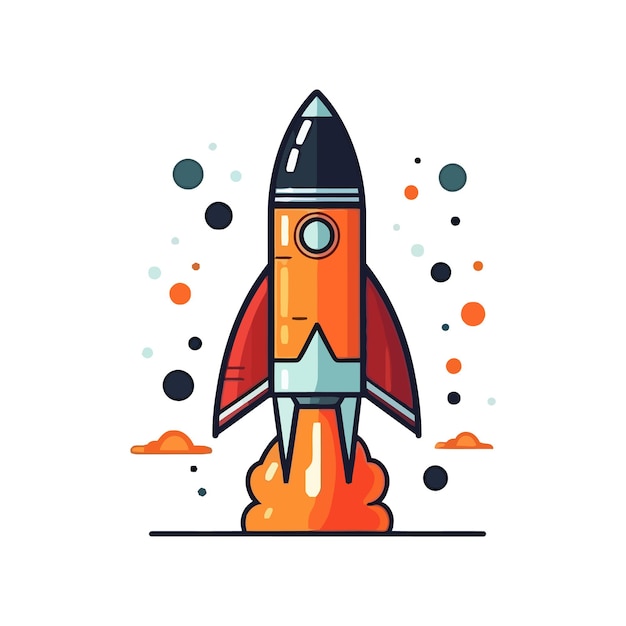 Icono de cohete Lanzamiento de cohete espacial Imagen de nave espacial Ilustración vectorial