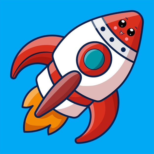 El icono de un cohete lindo Ilustración de una nave espacial científica