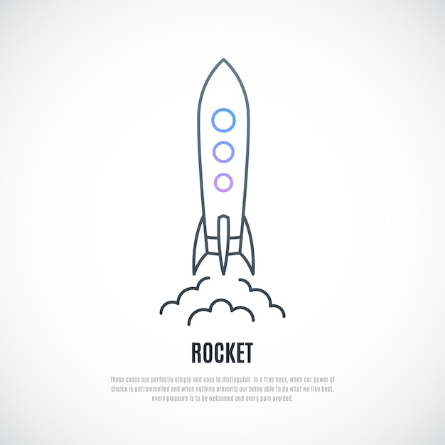 Icono de cohete vectorial en estilo de línea