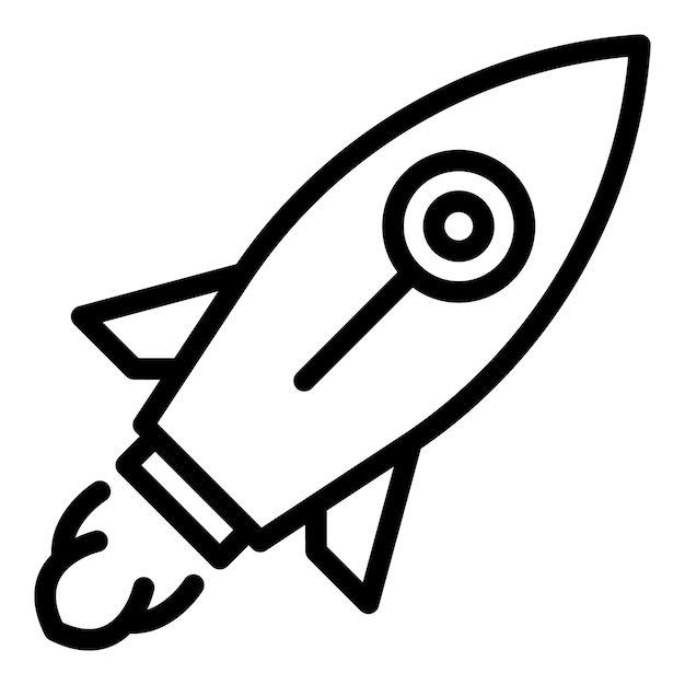 Icono de cohete volador Contorno Icono de vector de cohete volador para diseño web aislado sobre fondo blanco