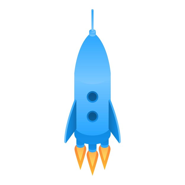 Icono de cohete volador Isométrico del icono de vector de cohete volador para diseño web aislado sobre fondo blanco