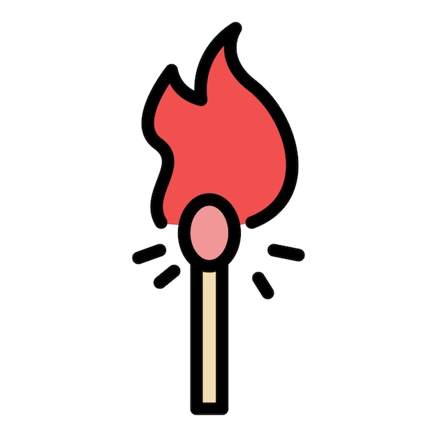 El icono de la coincidencia de combustión El contorno del icono del vector de la correspondencia de combustión Color plano aislado
