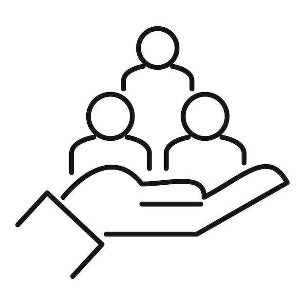 Icono de colaboración de atención Icono de vector de colaboración de atención de esquema para diseño web aislado sobre fondo blanco