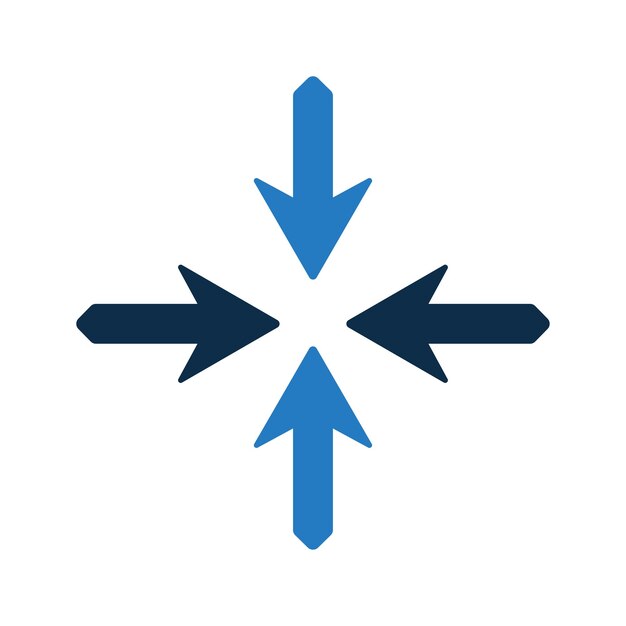 El icono de colapso del centro de las flechas Vector de color simple