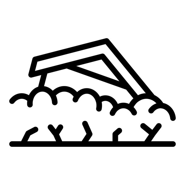 Icono de colapso del suelo de la casa Icono de vector de colapso del suelo de la casa de esquema para diseño web aislado sobre fondo blanco