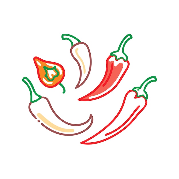 El icono de la colección de chile y pimienta