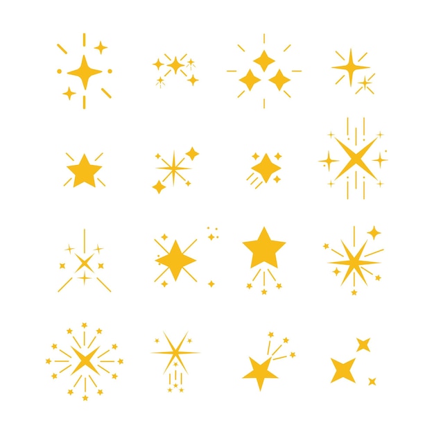 Vector icono de la colección de estrellas parpadeante brillante estallido brillante