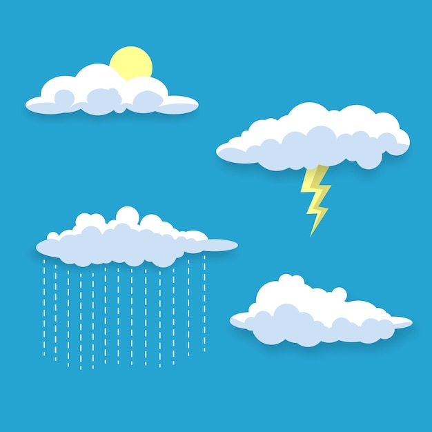 Vector icono de colección de nubes en la ilustración de vector de nube de cielo azul