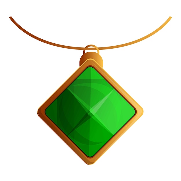 Icono colgante de collar verde Caricatura de icono de vector colgante verde collar para diseño web aislado sobre fondo blanco