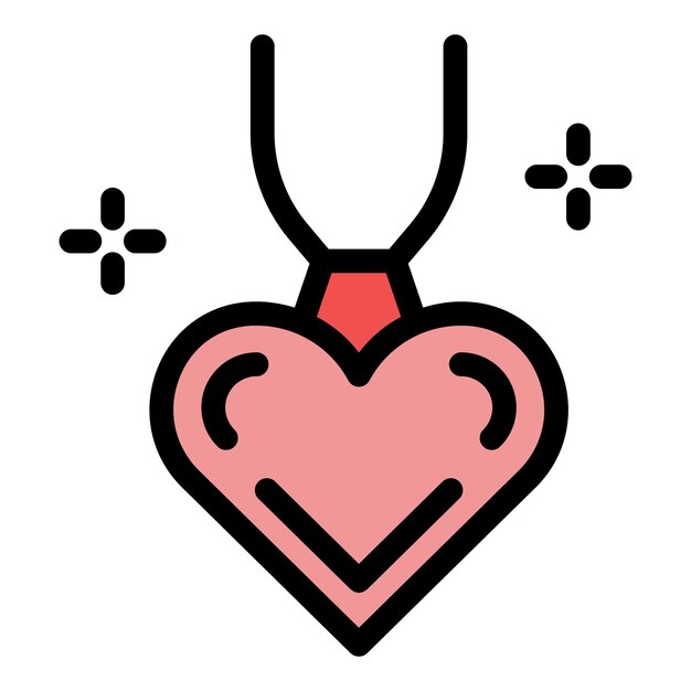 Icono colgante de corazón Contorno corazón colgante vector icono color plano aislado