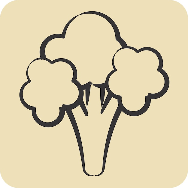 Icono de coliflor relacionado con el símbolo vegano estilo dibujado a mano diseño simple editable