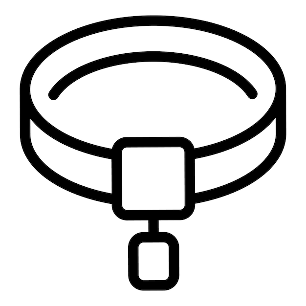 El icono del collar de mascota en blanco y negro