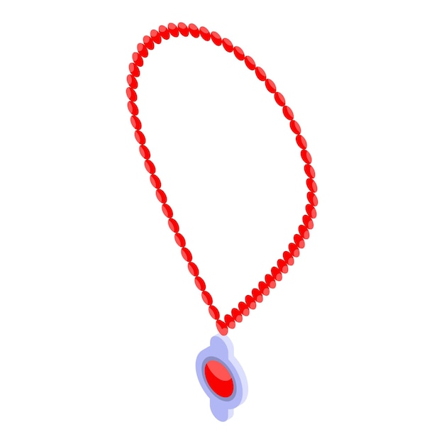 Icono de collar de perlas rojas Isométrico de icono de vector de collar de perlas rojas para diseño web aislado sobre fondo blanco