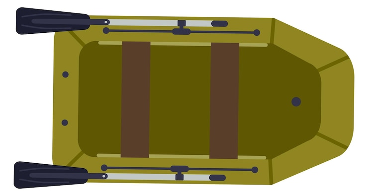 Vector icono de color del barco inflable transporte de pesca fluvial