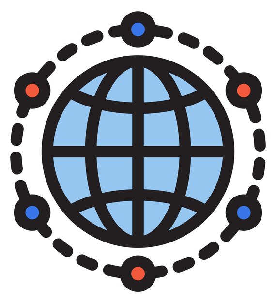 Icono de color de conexiones globales Comunicaciones mundiales