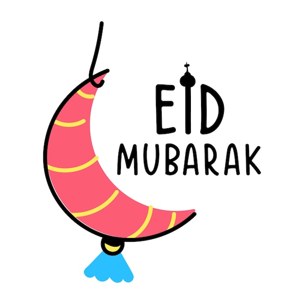 Un icono de color dibujado a mano de eid mubarak