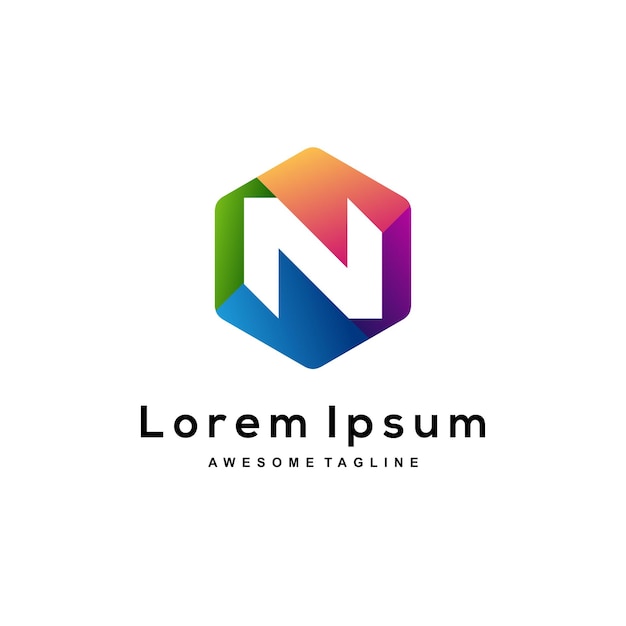 Icono de color de diseño de logotipo de letra N