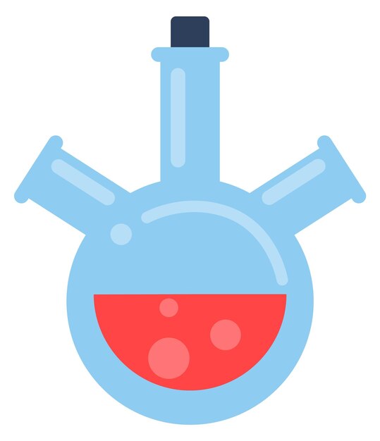 Icono de color del frasco de vidrio de laboratorio Experimento químico aislado en fondo blanco