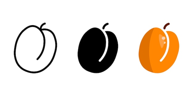 Icono de color de la fruta del albaricoque Símbolo de albaricoque jugoso naranja Signo de fruta madura de Rand fresca Pictograma de verano