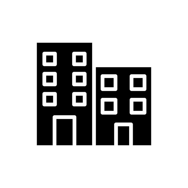 Icono de color de glifo de vector de símbolo de signo de edificio