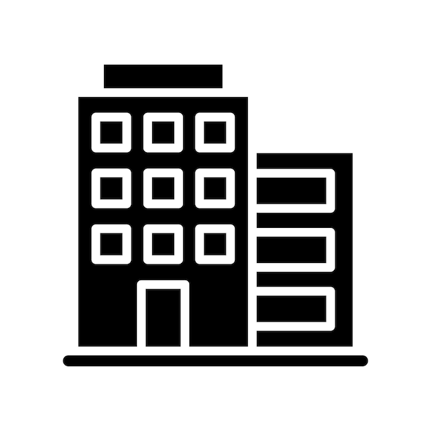 Icono de color de glifo de vector de símbolo de signo de edificio