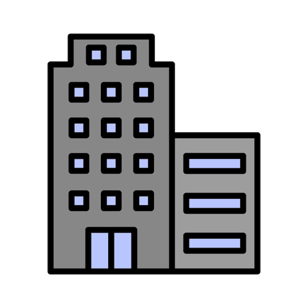 Icono de color de glifo de vector de símbolo de signo de edificio