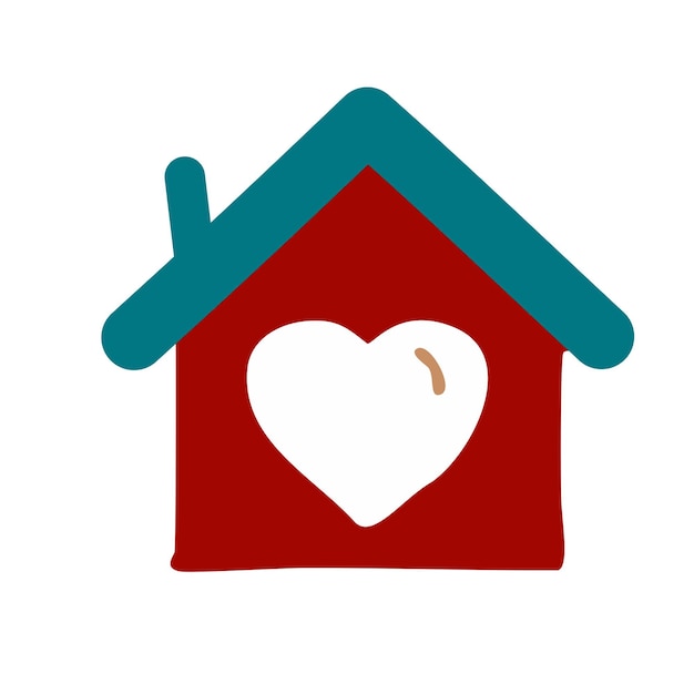 Icono de color de inicio con ilustración vectorial del símbolo del corazón