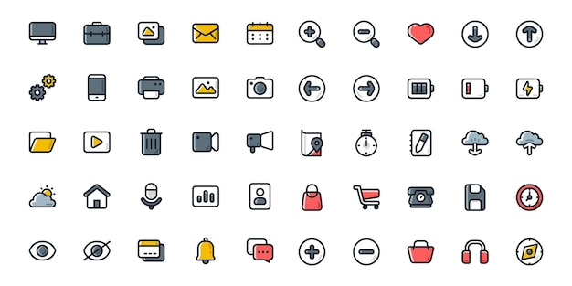 Icono de color de la interfaz de usuario básica para el sitio web y la aplicación móvil