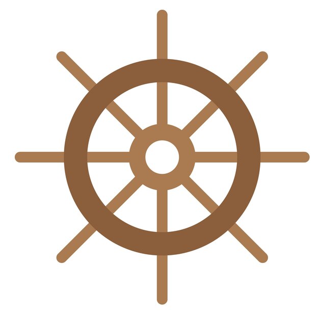 Icono de color de madera de rueda de barco pirata