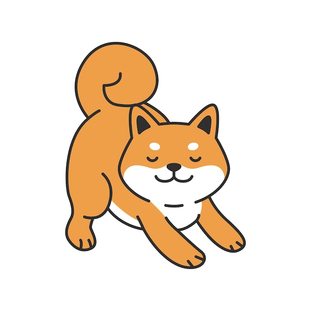 Icono de color plano de perro Shiba inu sobre fondo blanco para diseño web