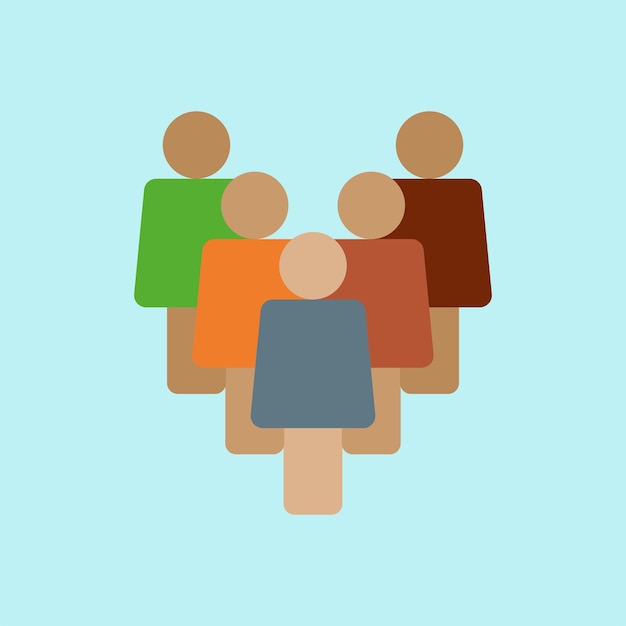 Icono de color que muestra una multitud diversa para el apoyo de la comunidad o grupos de voluntarios