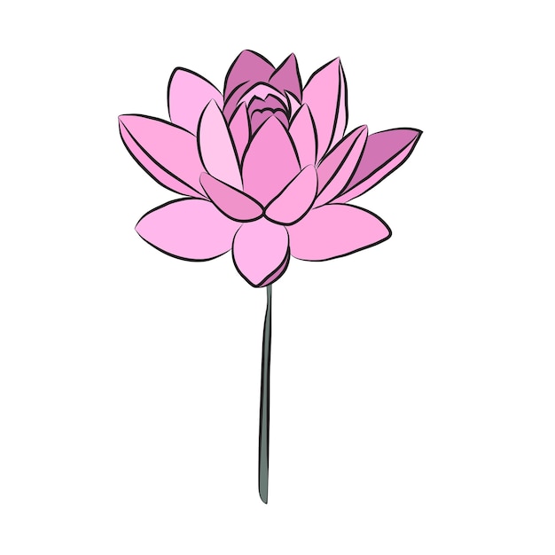 Vector icono de color simple de flor de loto brote botánico para tarjetas