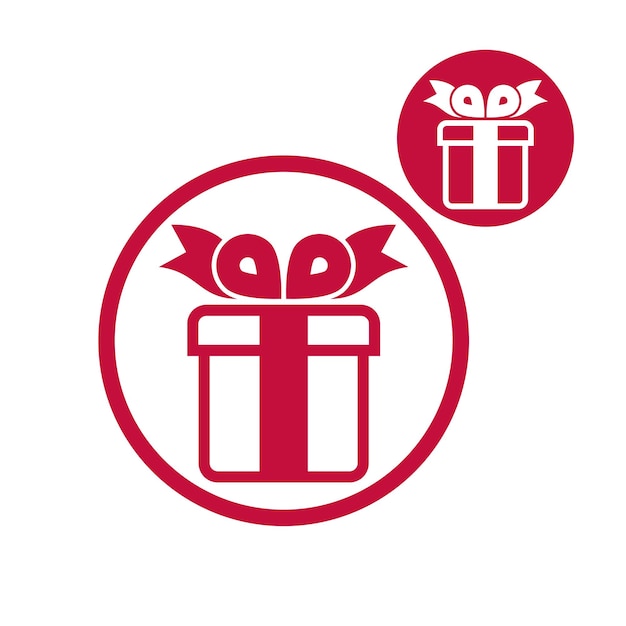 Icono de color simple de vector de caja de regalo aislado en fondo blanco, incluye versión invertida para que usted elija.