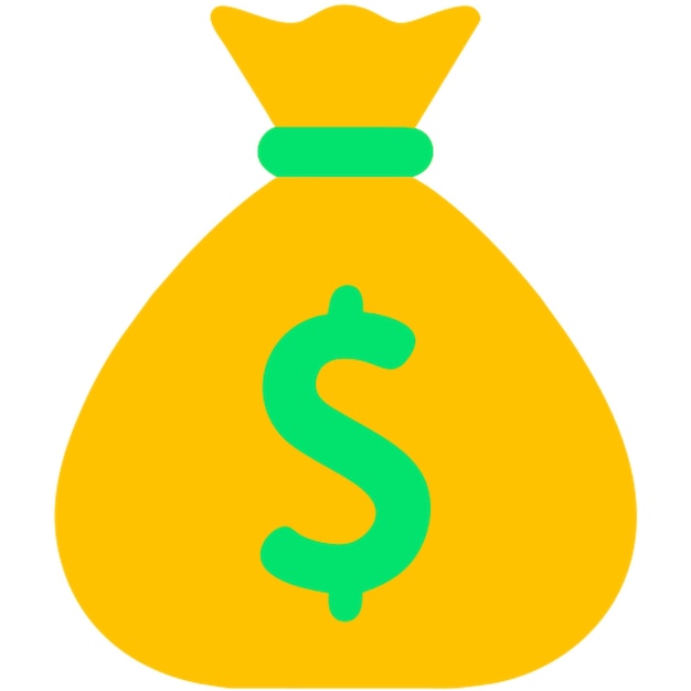 icono de color verde de la bolsa de dinero