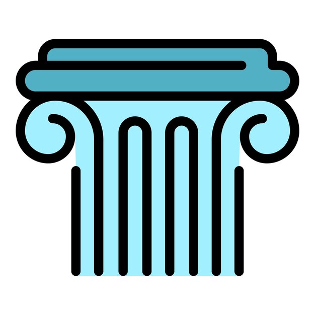 Icono de columna griega antigua Contorno icono de vector de columna griega antigua color plano aislado