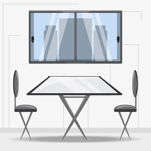 Vector icono de comedor y ventana de acero