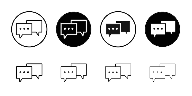Ícono de comentario Conjunto de logotipos vectoriales de línea negra