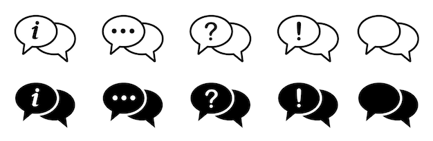 El icono de comentarios es el símbolo de la burbuja de habla Colección de burbujas de habla Nube Colección deburbujas de voz Negra Ilustración vectorial de burbujes de habla