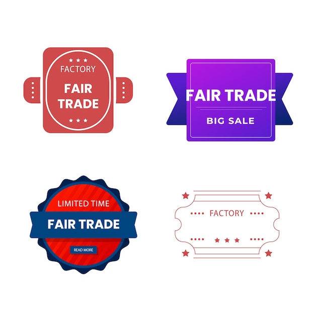 icono de comercio justo Colección de juegos de relleno plano