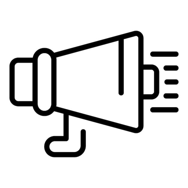 El icono del comercio de megáfono es un contorno vectorial del evento de Hall Bio hoja
